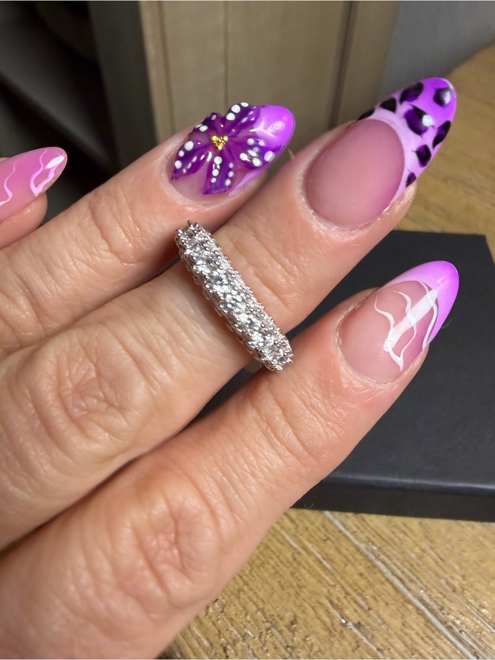 Eternity Band Ring Size 5 | White Gold filled Pave AAA CZ - Picture 2 of 10